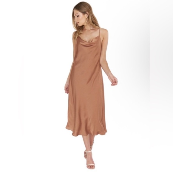 NWT SHOW ME YOUR MUMU - Verona Cowl Dress color: copper luxe satin size:… - Picture 2 of 5